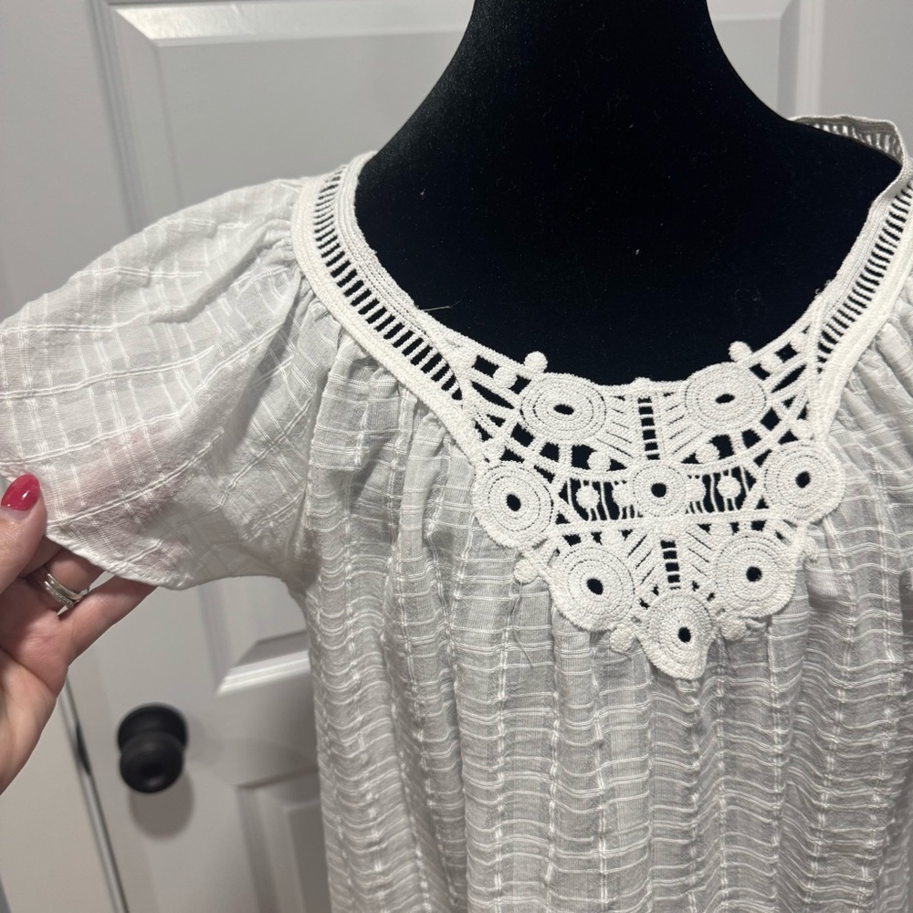Max Studio lace flutter sleeve top - Picture 3 of 6